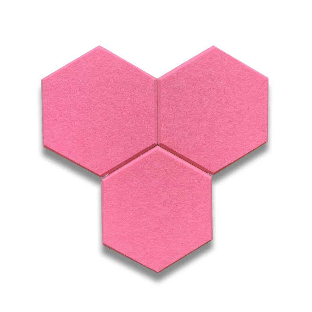 HEXA Felt 3D Panel - PINK 3pcs. - DecorMania.eu